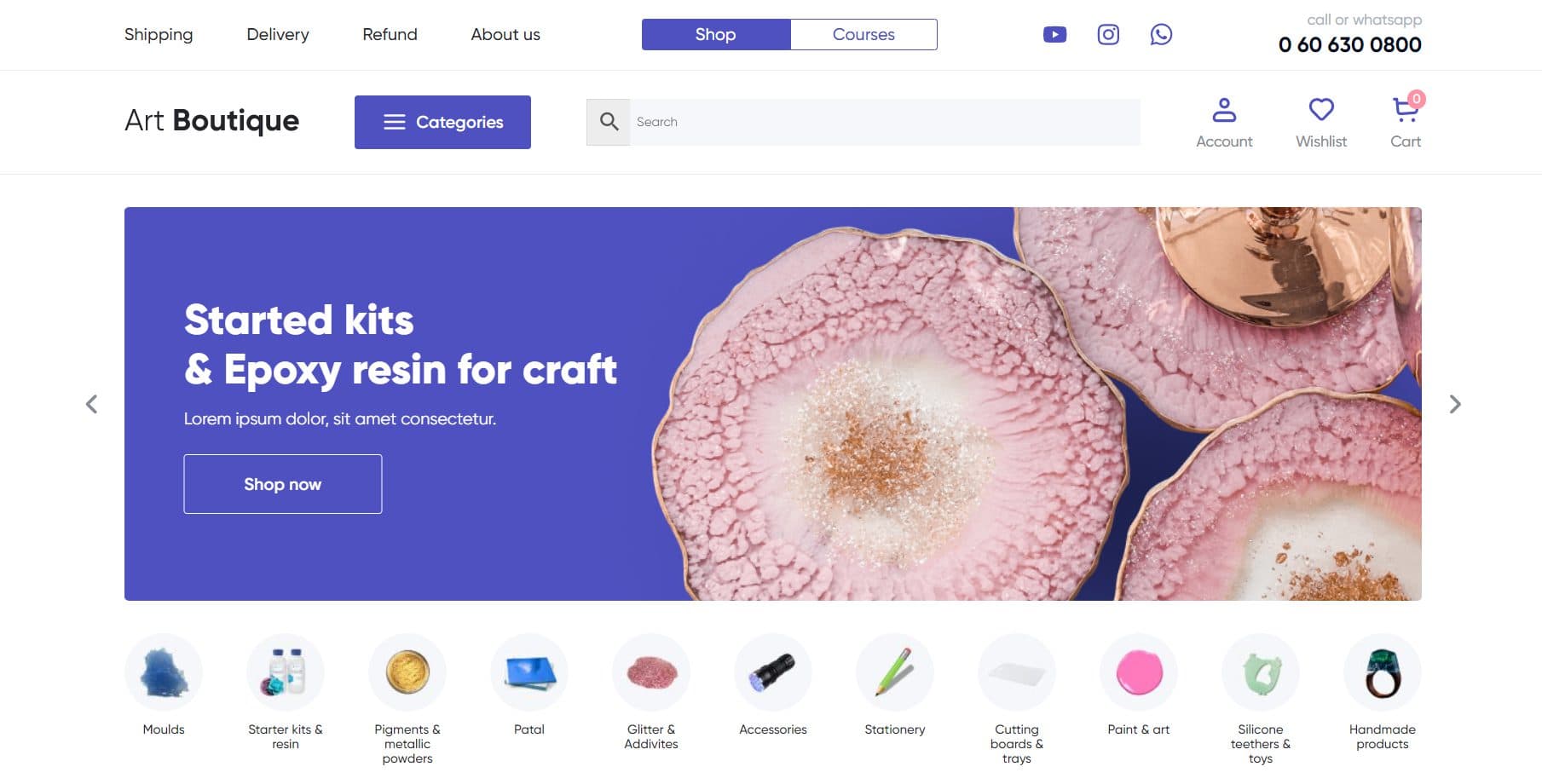 Разработка сайта интернет-магазина эпоксидной смолы ART-BOUTIQUE